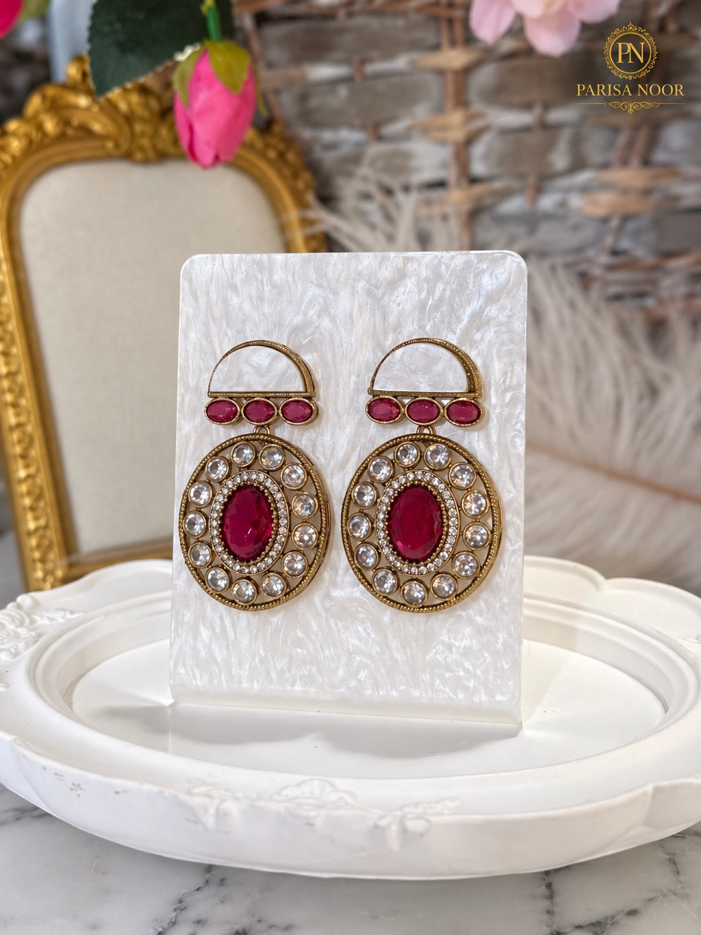 Rosalie Ruby Red Designer Choker Set