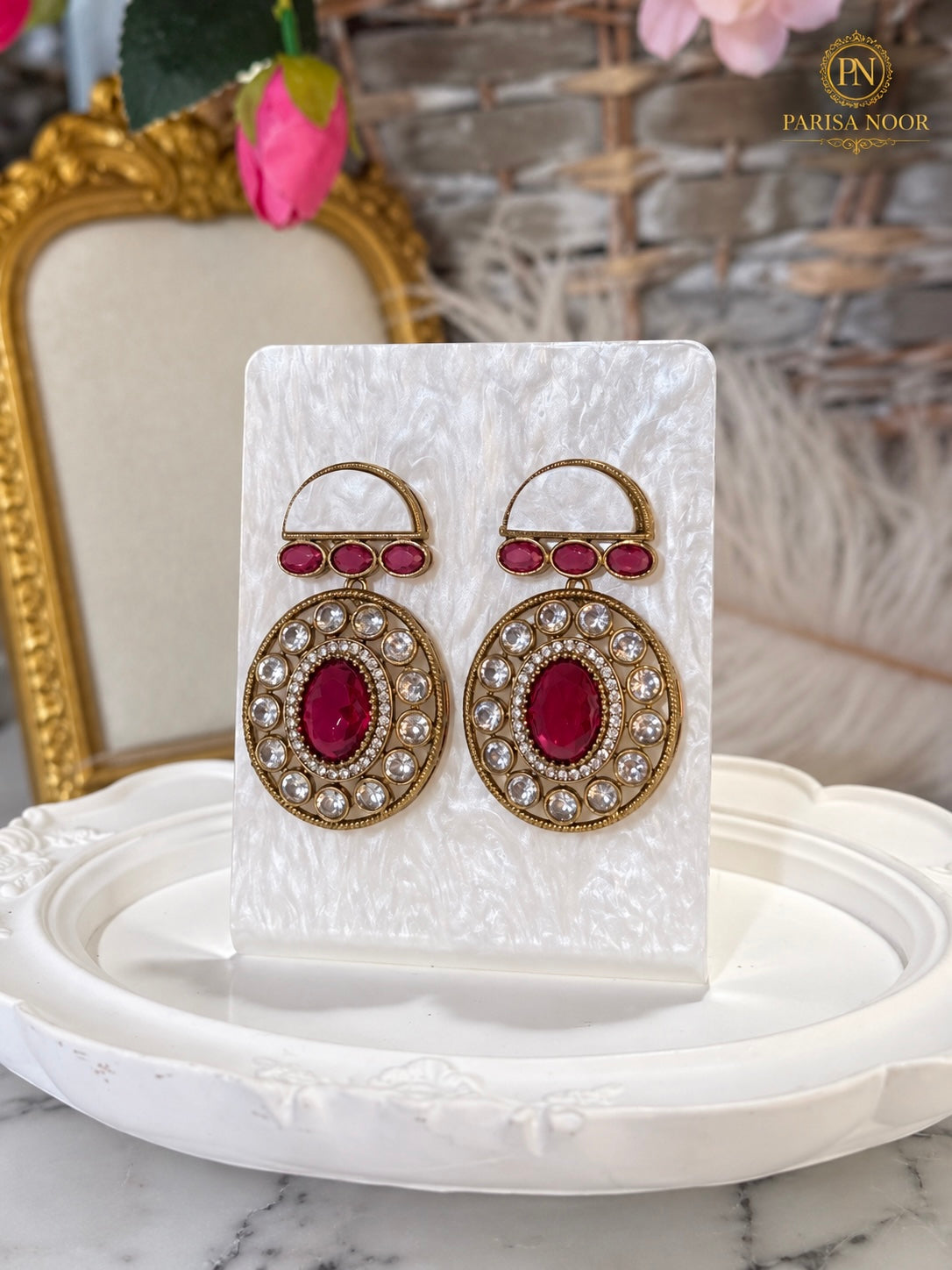 Rosalie Ruby Red Designer Choker Set