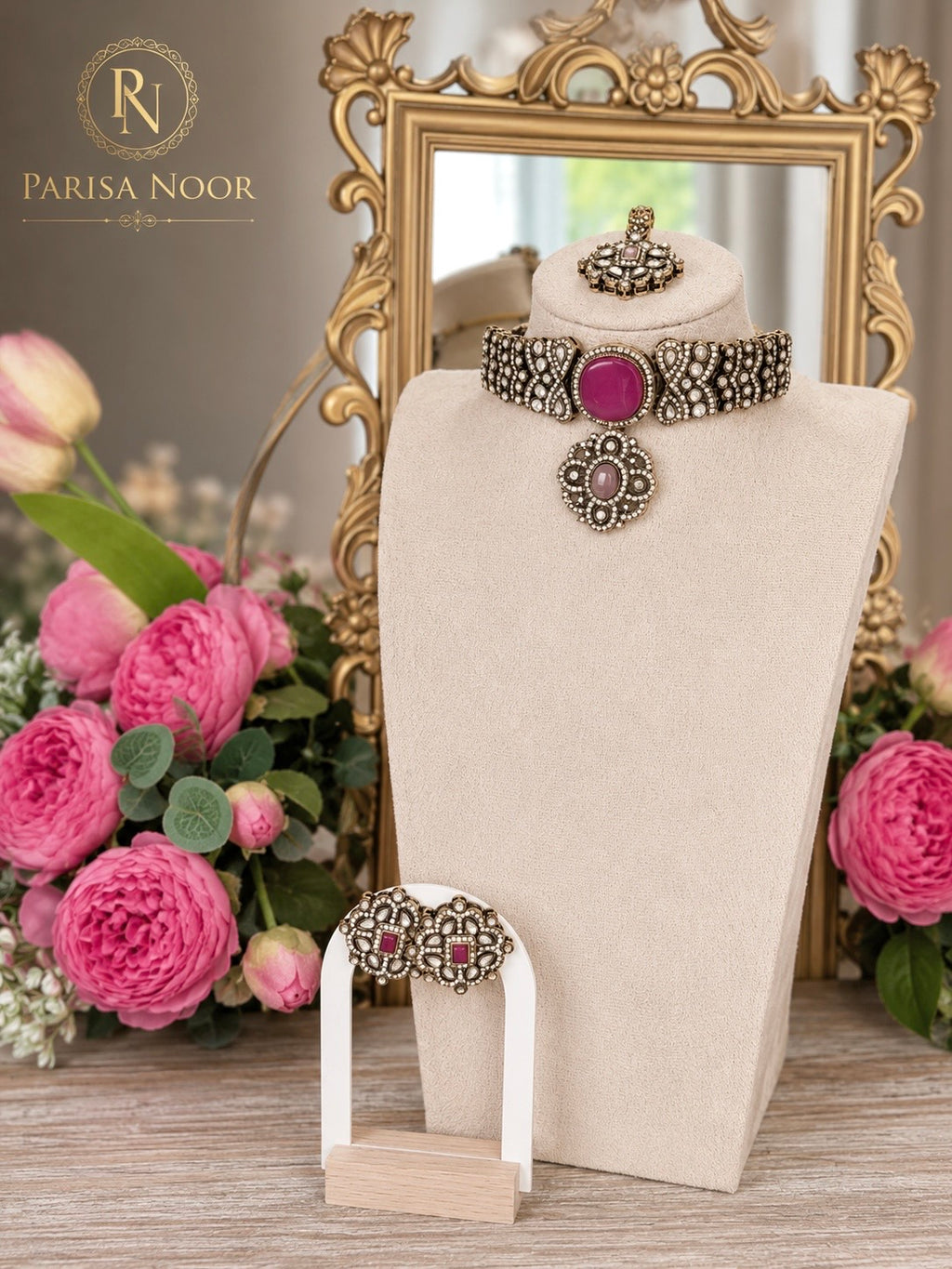 Ramesha Designer Kundan Choker Set - Pink