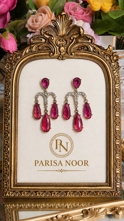 Aleshia Designer Zircone Earrings - Pink