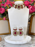 Rosalie Ruby Red Designer Choker Set