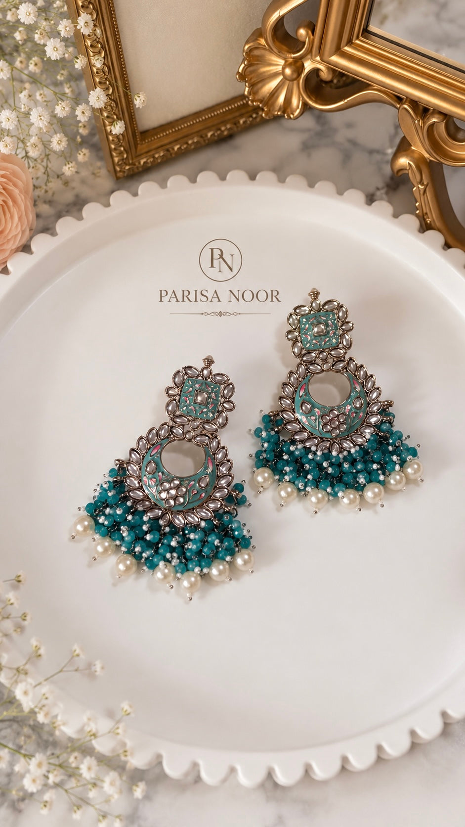 Meherza Meenakari Kundan Statement Earrings