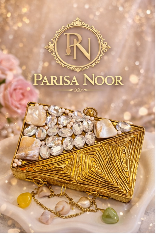 Attika Brass Mini Mother of Pearl Clutch