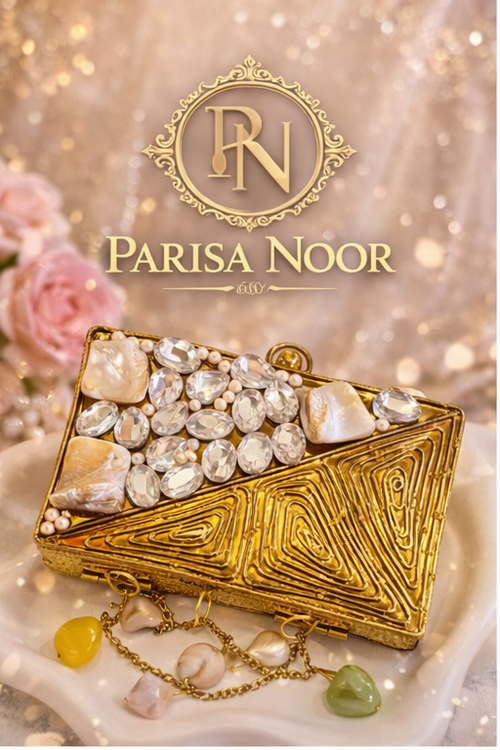 Attika Brass Mini Mother of Pearl Clutch