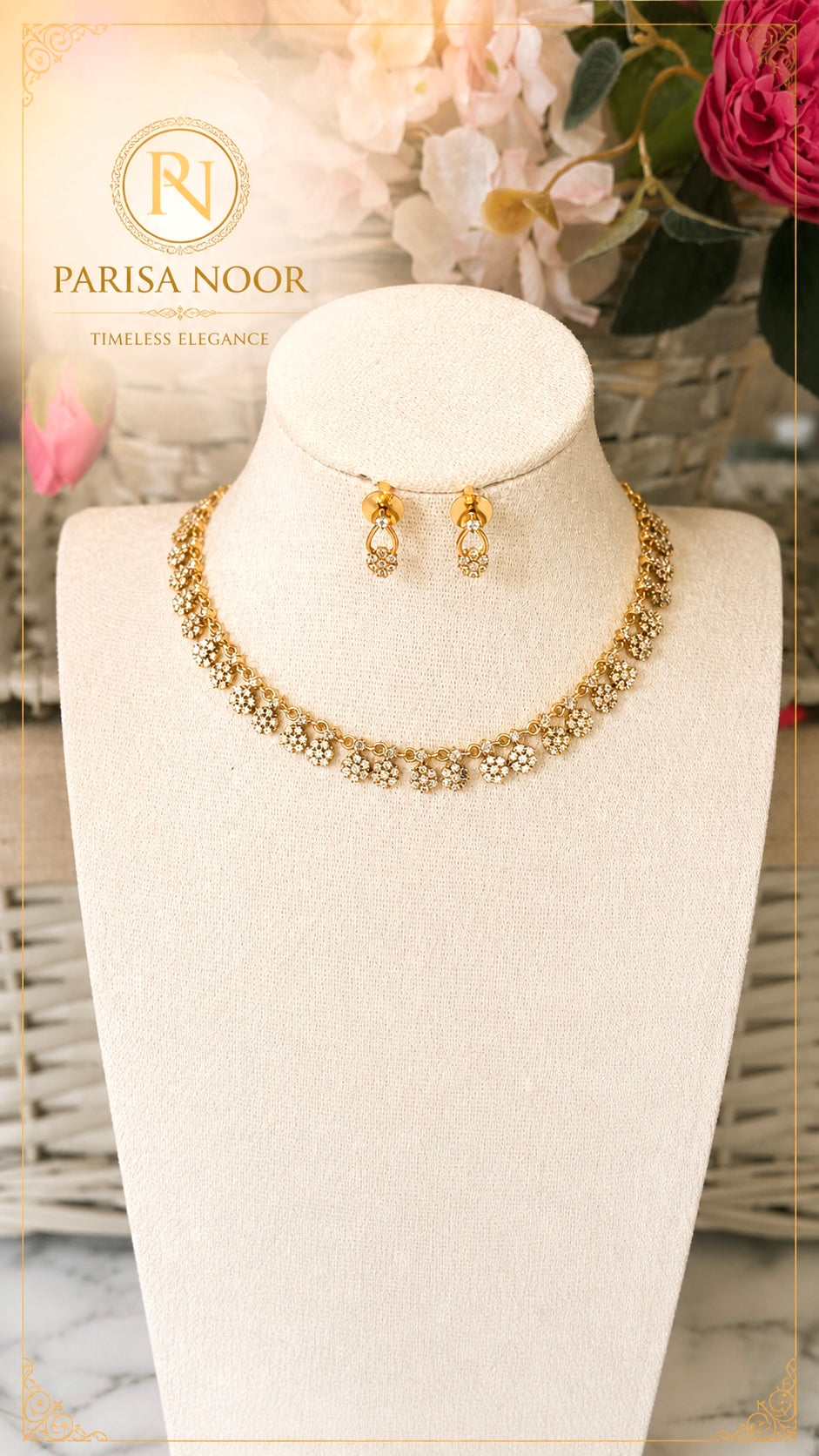 Elara Flower Diamond Necklace Set