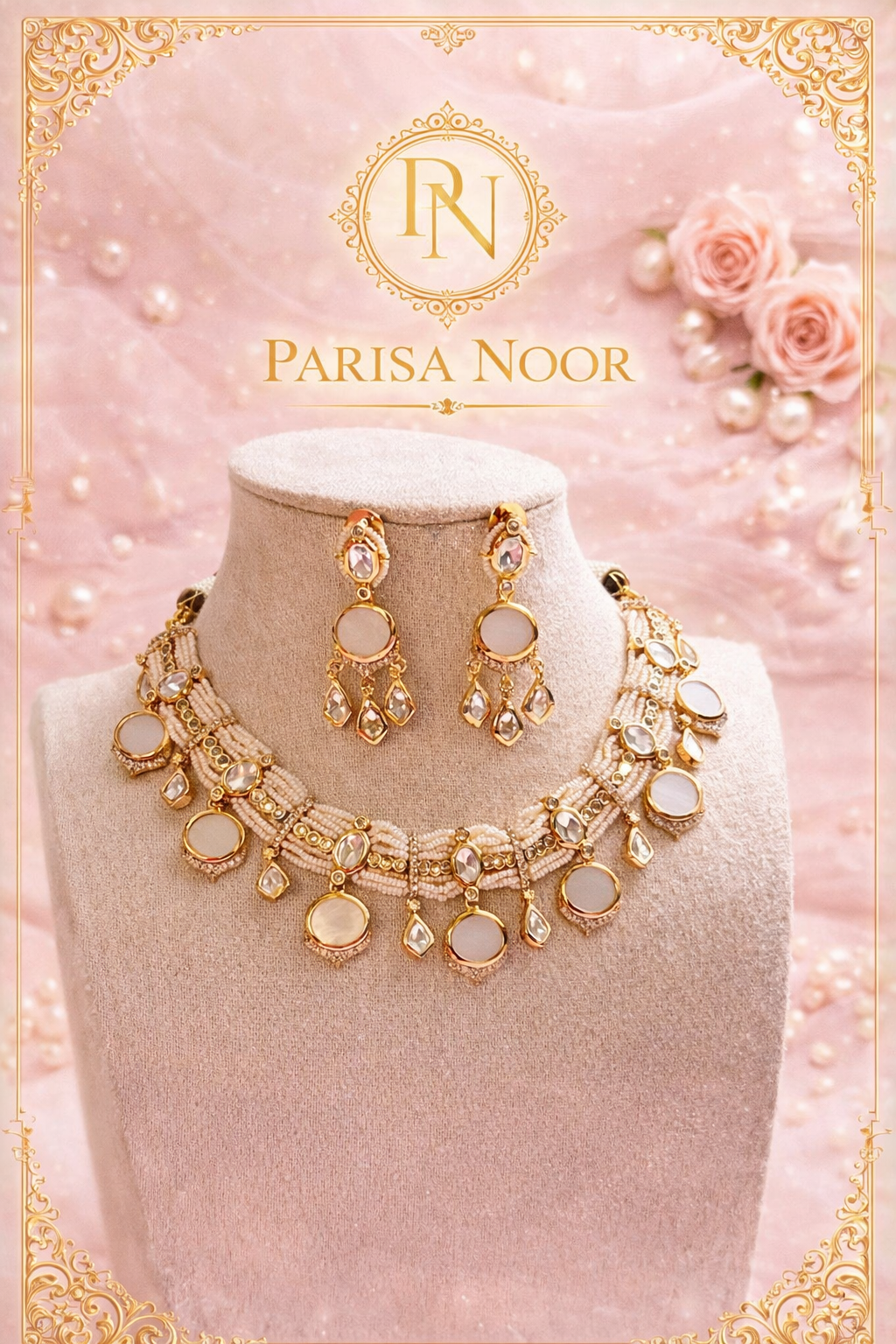 Moni Luxury Moissanite Mother of Pearl Necklace Set