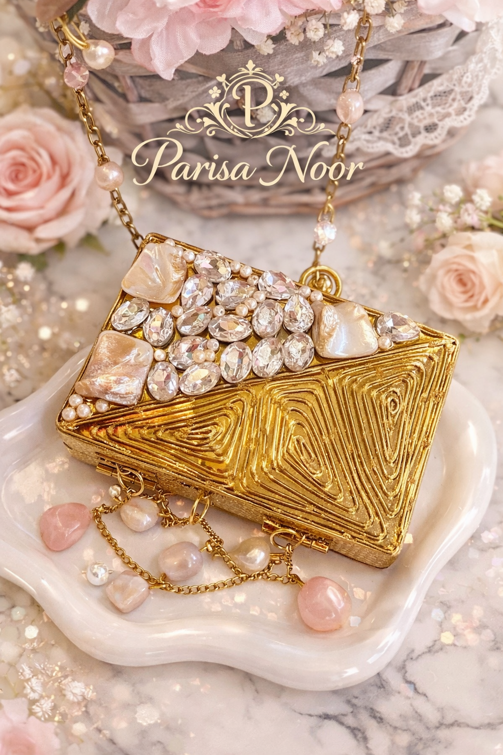 Attika Brass Mini Mother of Pearl Clutch