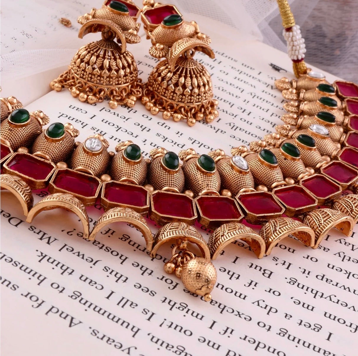 Meher Premium Heritage Necklace Set with Jhumki Earring