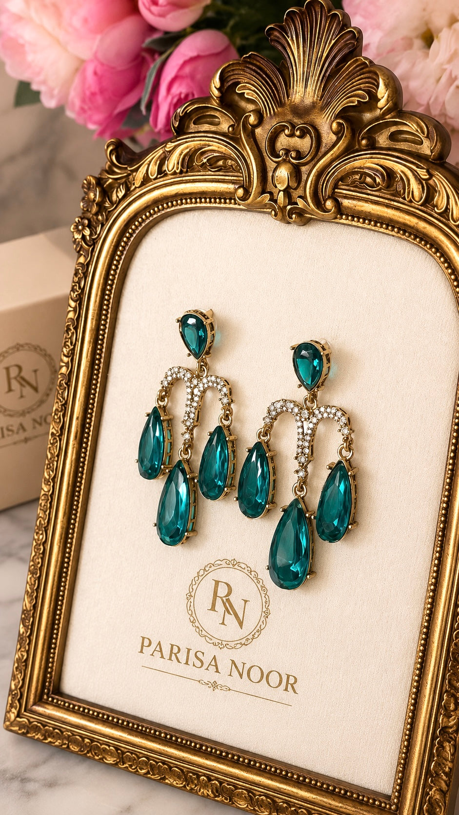 Aleshia Designer Zircone Earrings - Teal