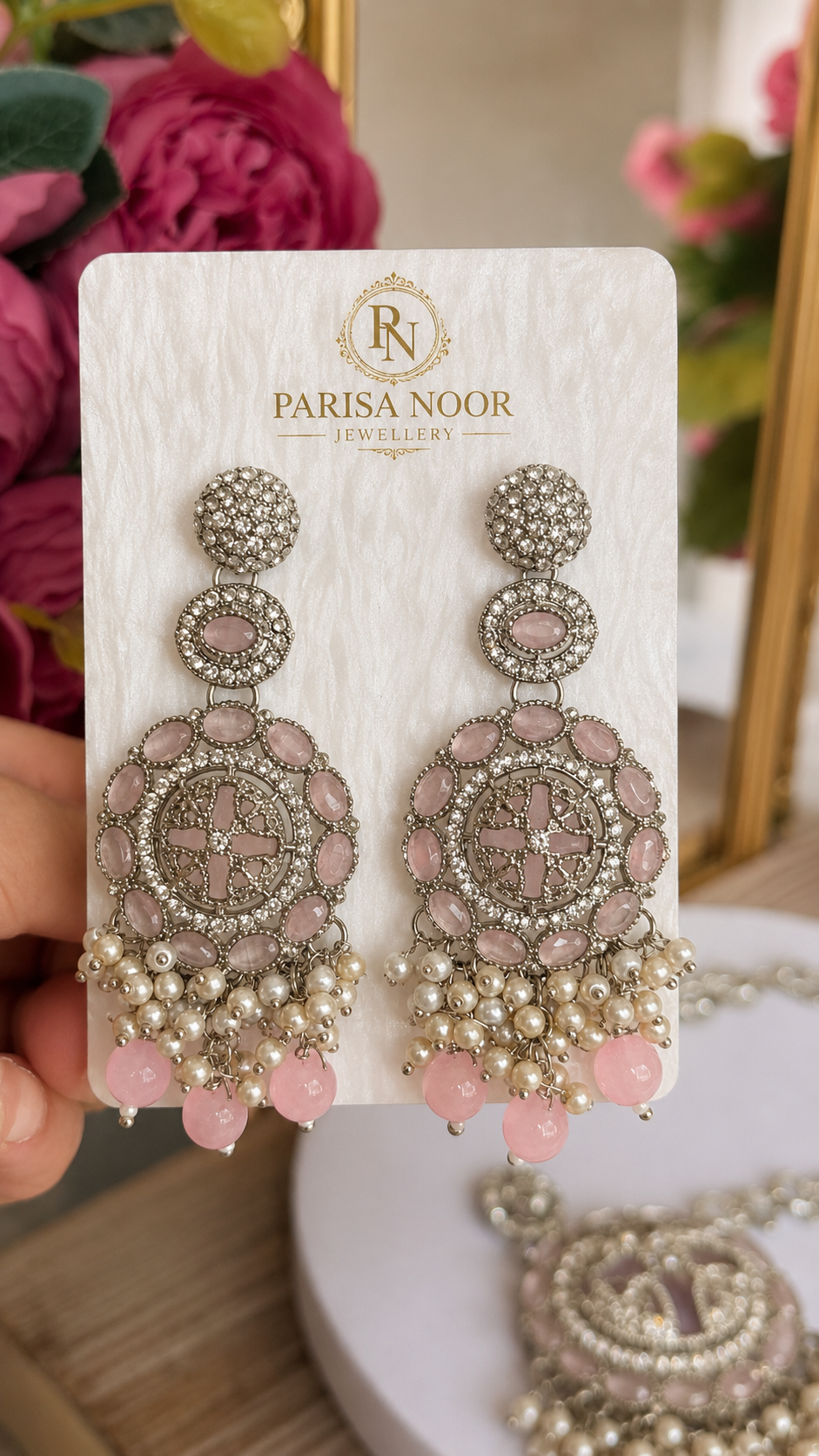 Rimsha Pink Kundan Long Mala Set
