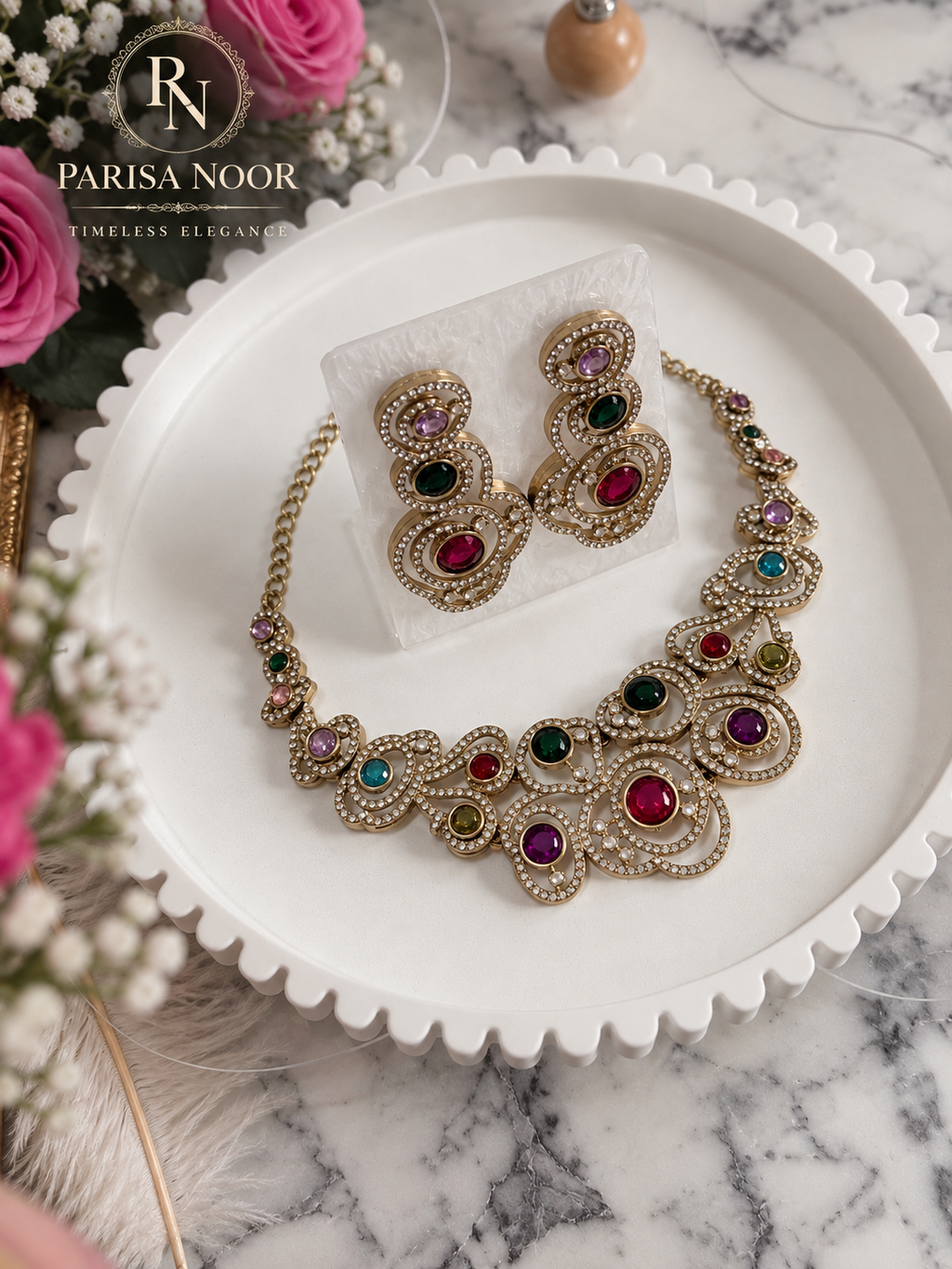 Ruhika Multicolour Designer Zircone Necklace Set