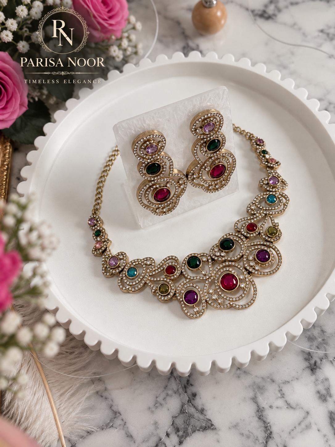 Ruhika Multicolour Designer Zircone Necklace Set