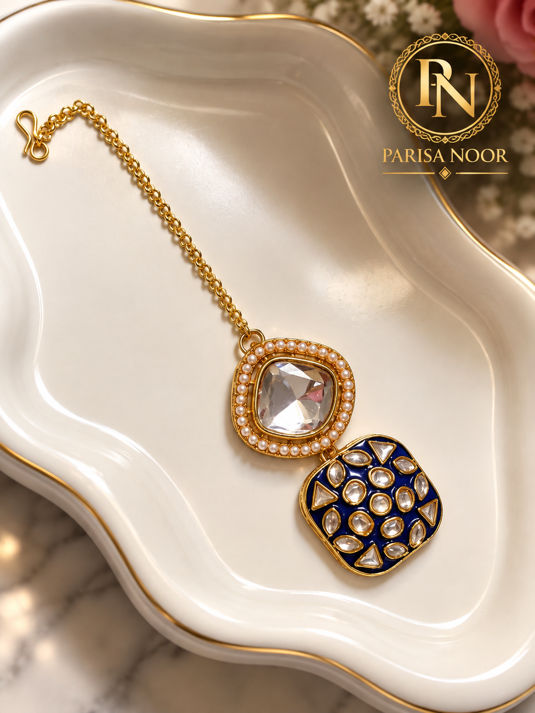 Ruhsana Royal Blue Meenakari Kundan Long Necklace Set