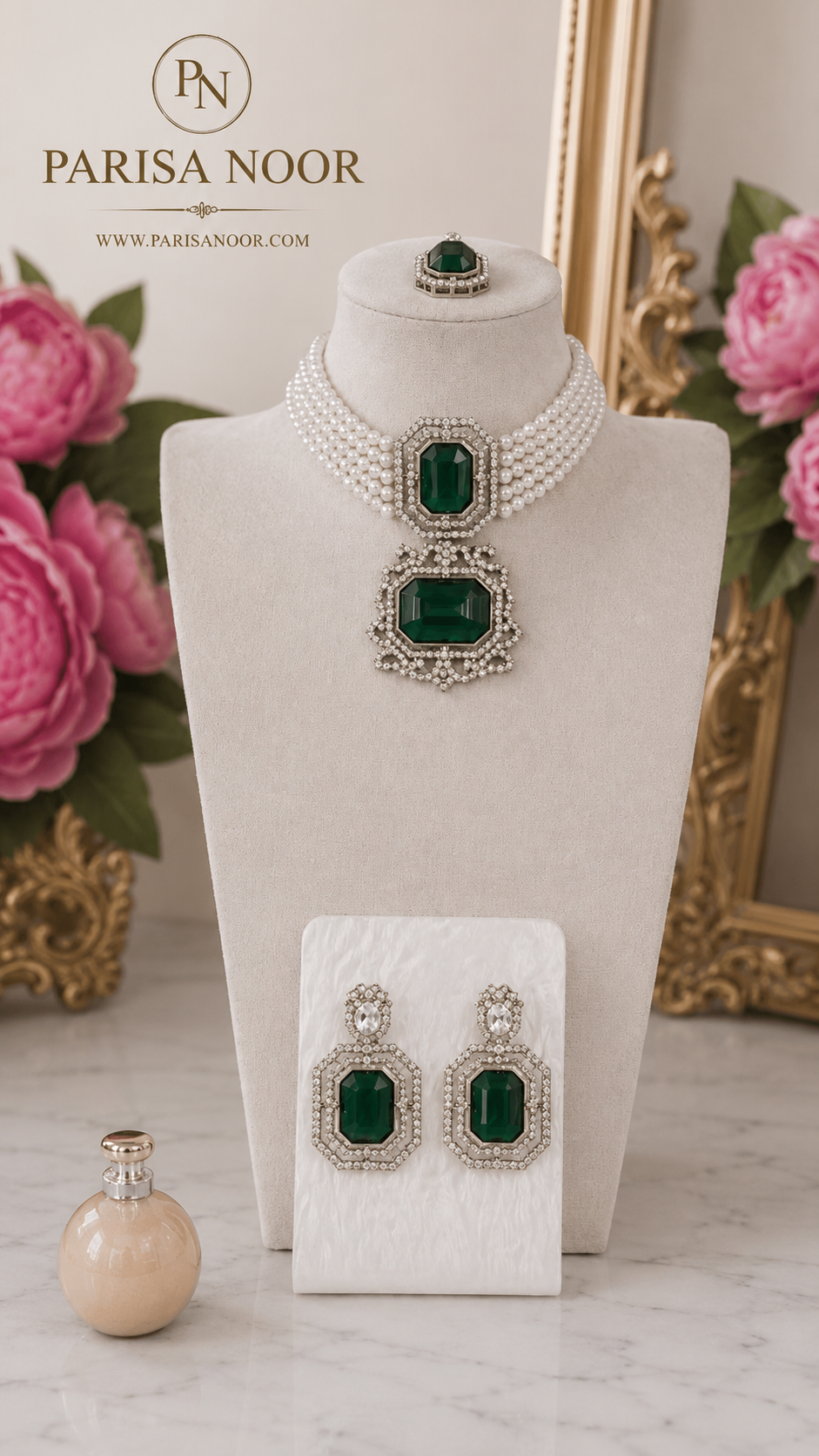 Luxury Emerald Dark Green Pearl Choker Set – Clearance Sale