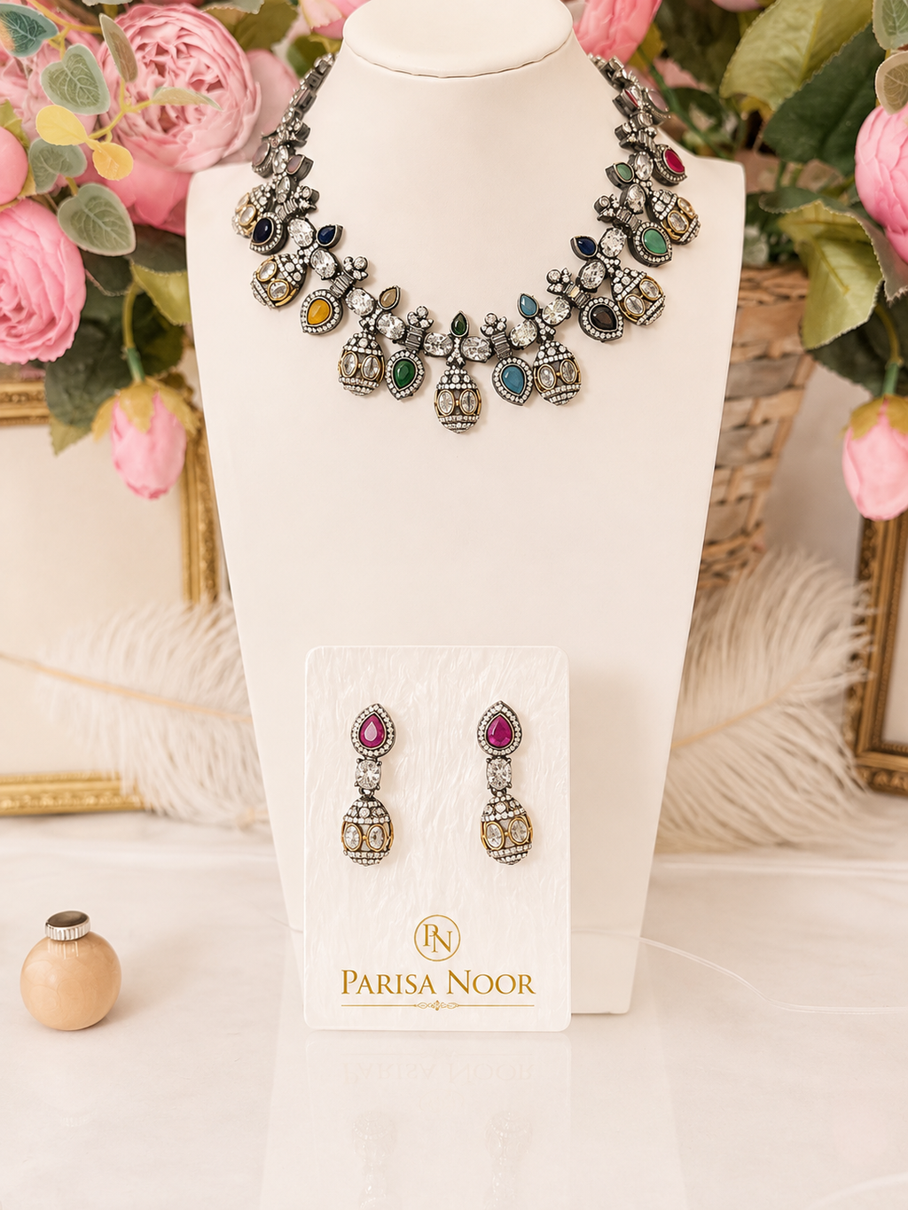 Rangrez Multicolour Luxury Designer Necklace Set