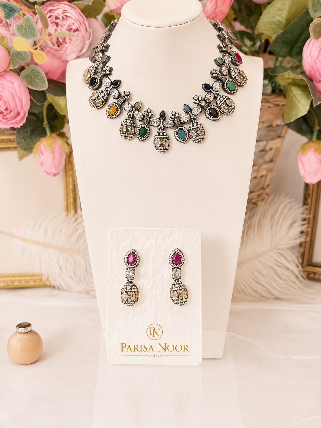 Rangrez Multicolour Luxury Designer Necklace Set