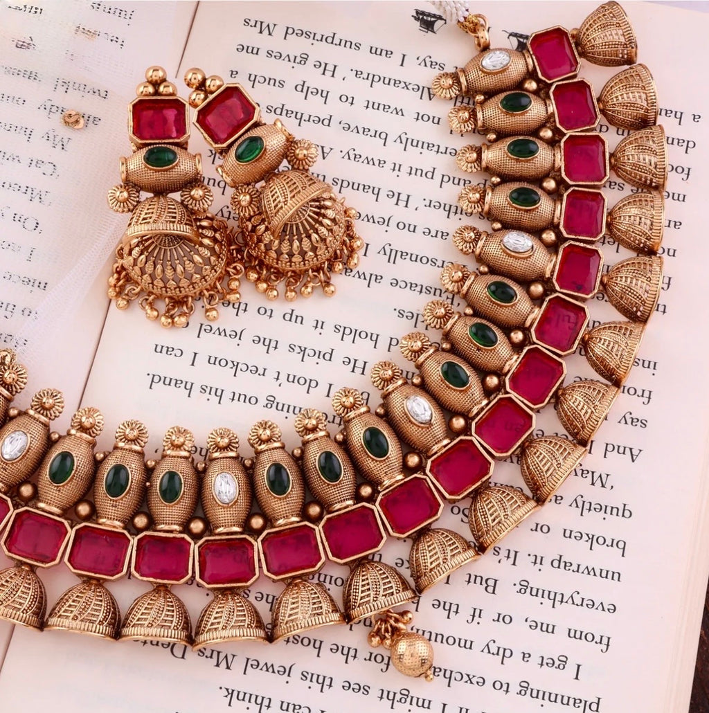 Meher Premium Heritage Necklace Set with Jhumki Earring