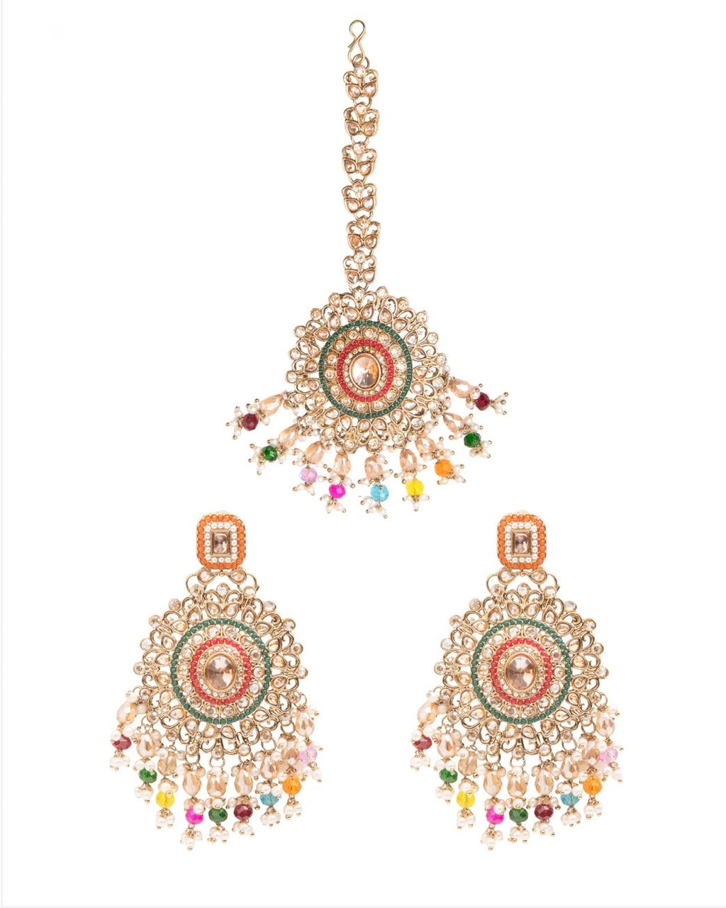 Rivaaz Multi Punjabi Pakistani Teeka Chandbali Set