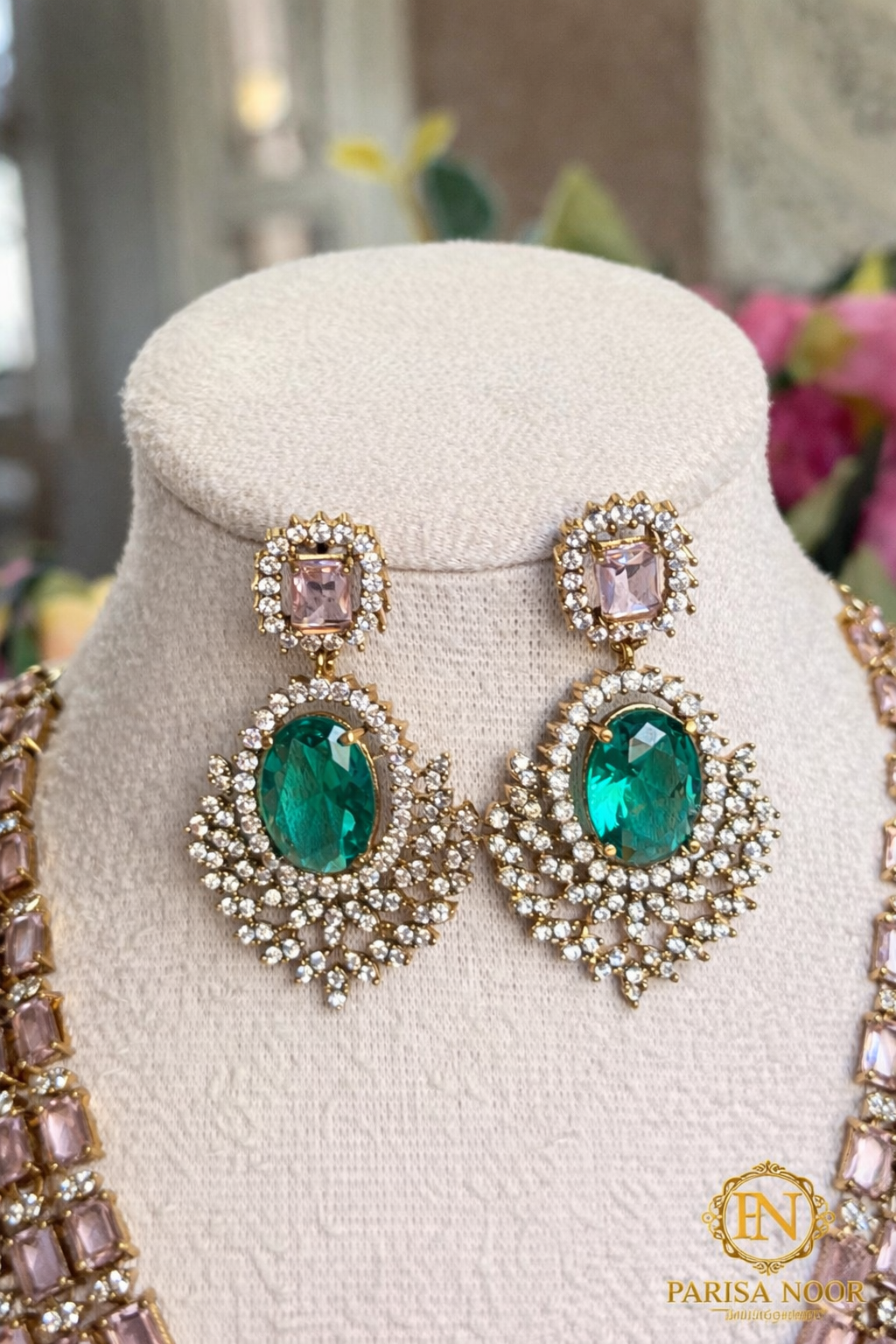 Araya American Diamond Semi Long Necklace Set