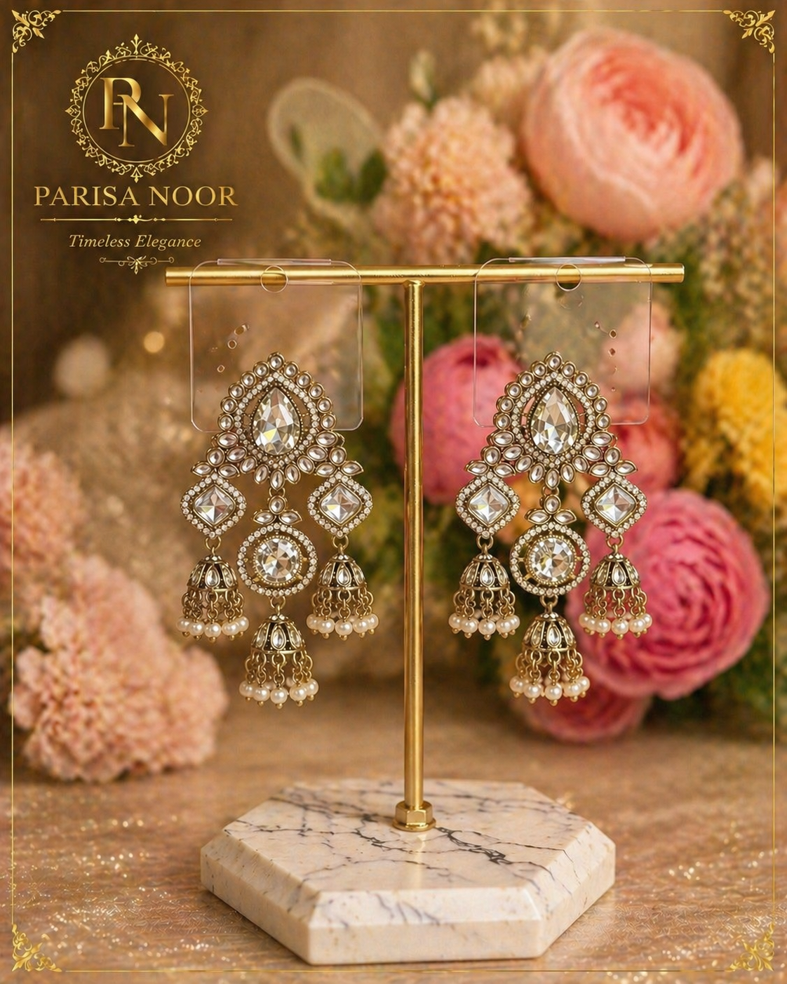 Parizaad Designer Zircone Polki Earrings