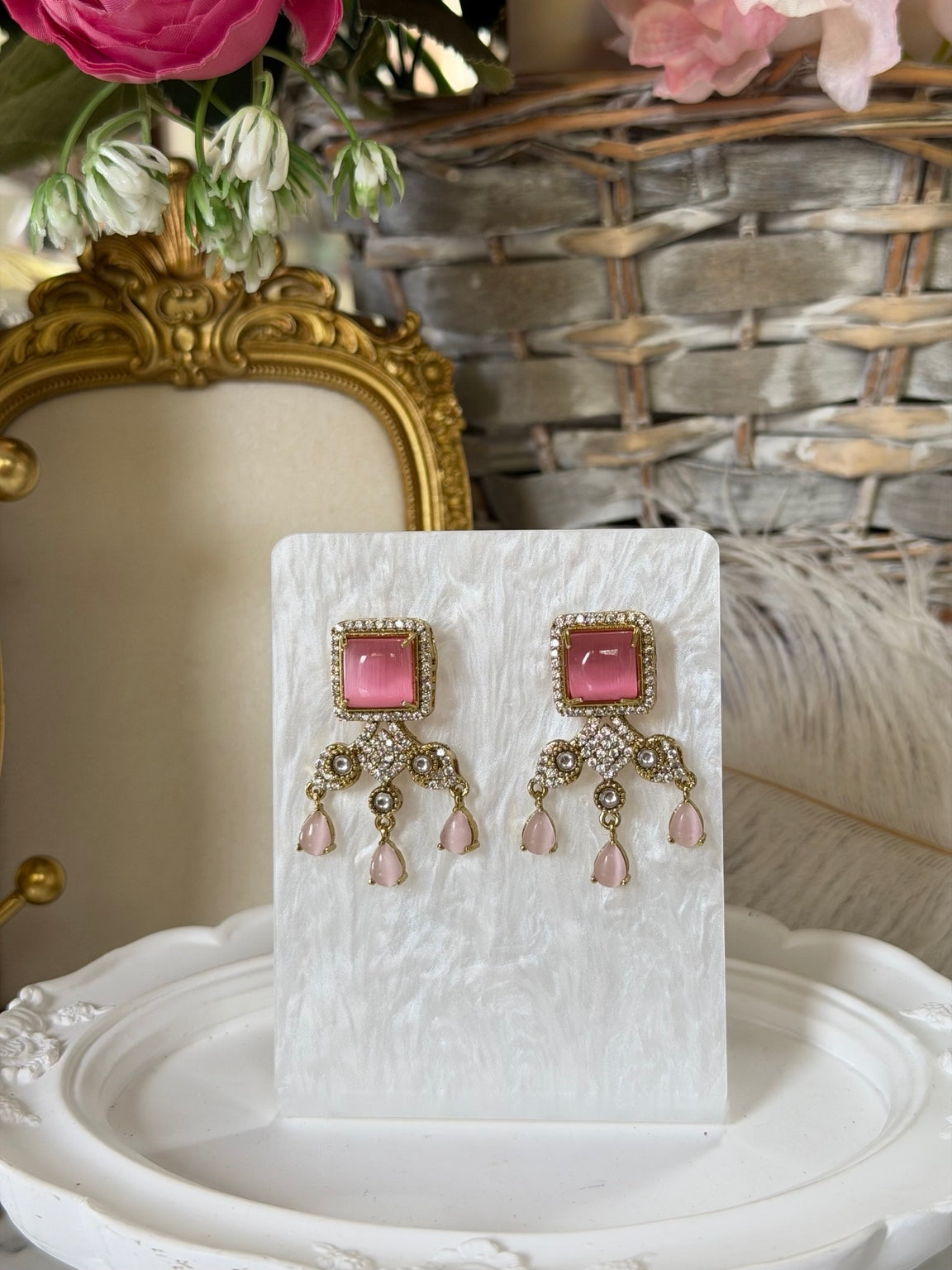 Velina Premium Kundan Designer Necklace Set - Blush Pink