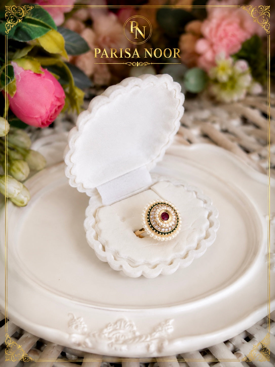 Raya Delicate Pearl Ring Adjustable