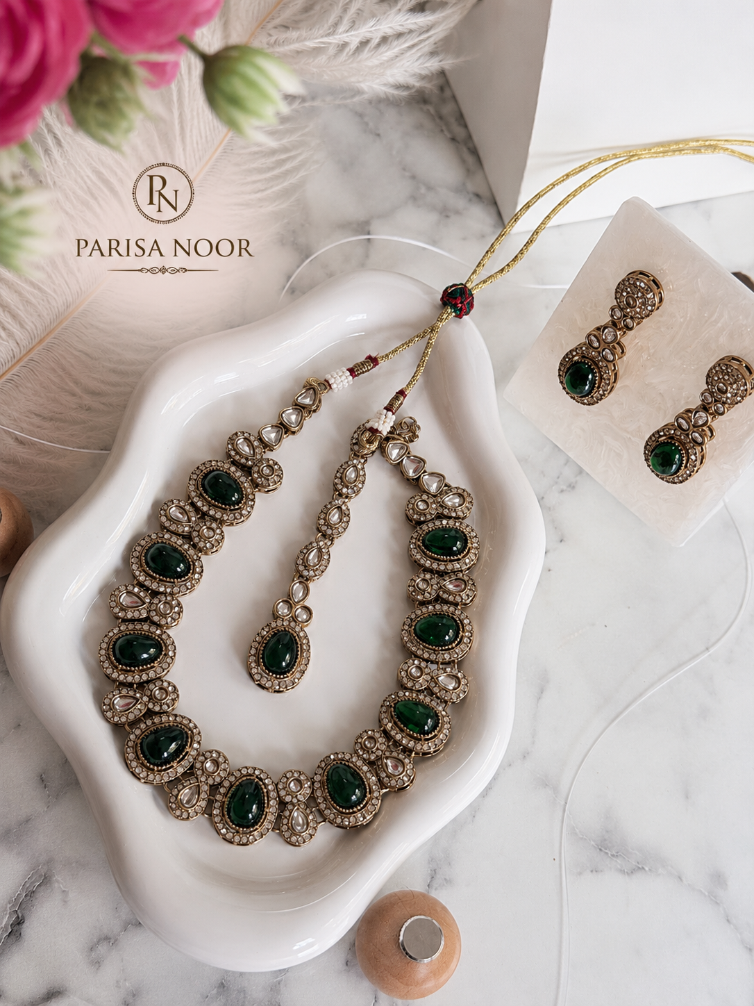 Ehsaas Polki Kundan Green Necklace Set