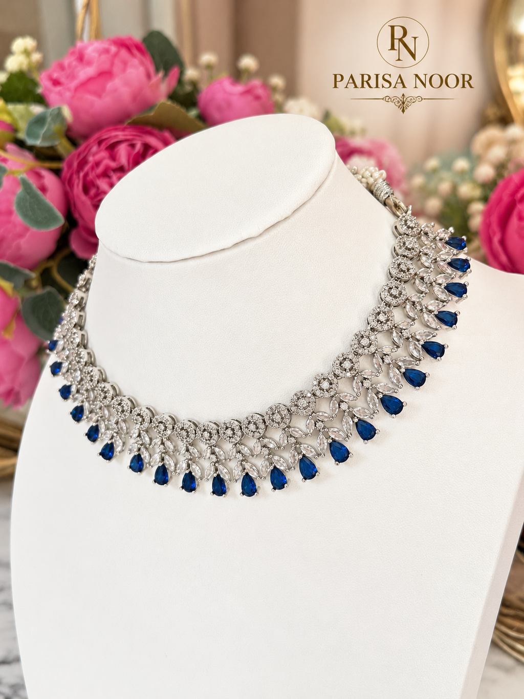 Zehnara Midnight Blue AD Necklace Set