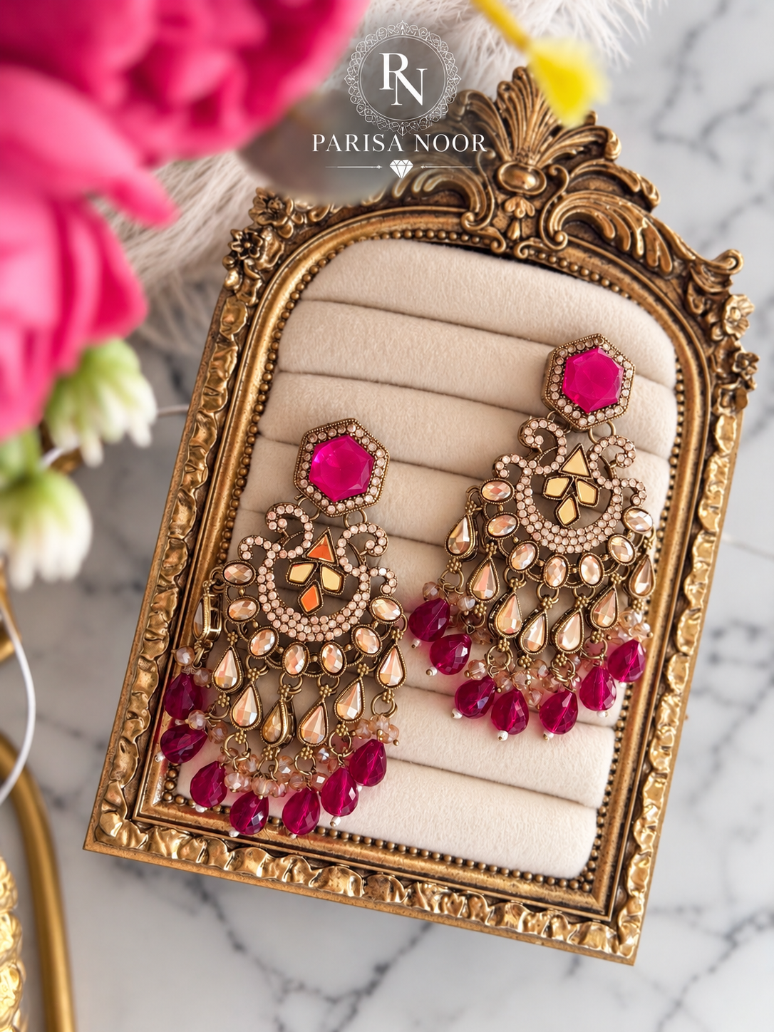 Nivara Designer Chandbali Statement Earrings