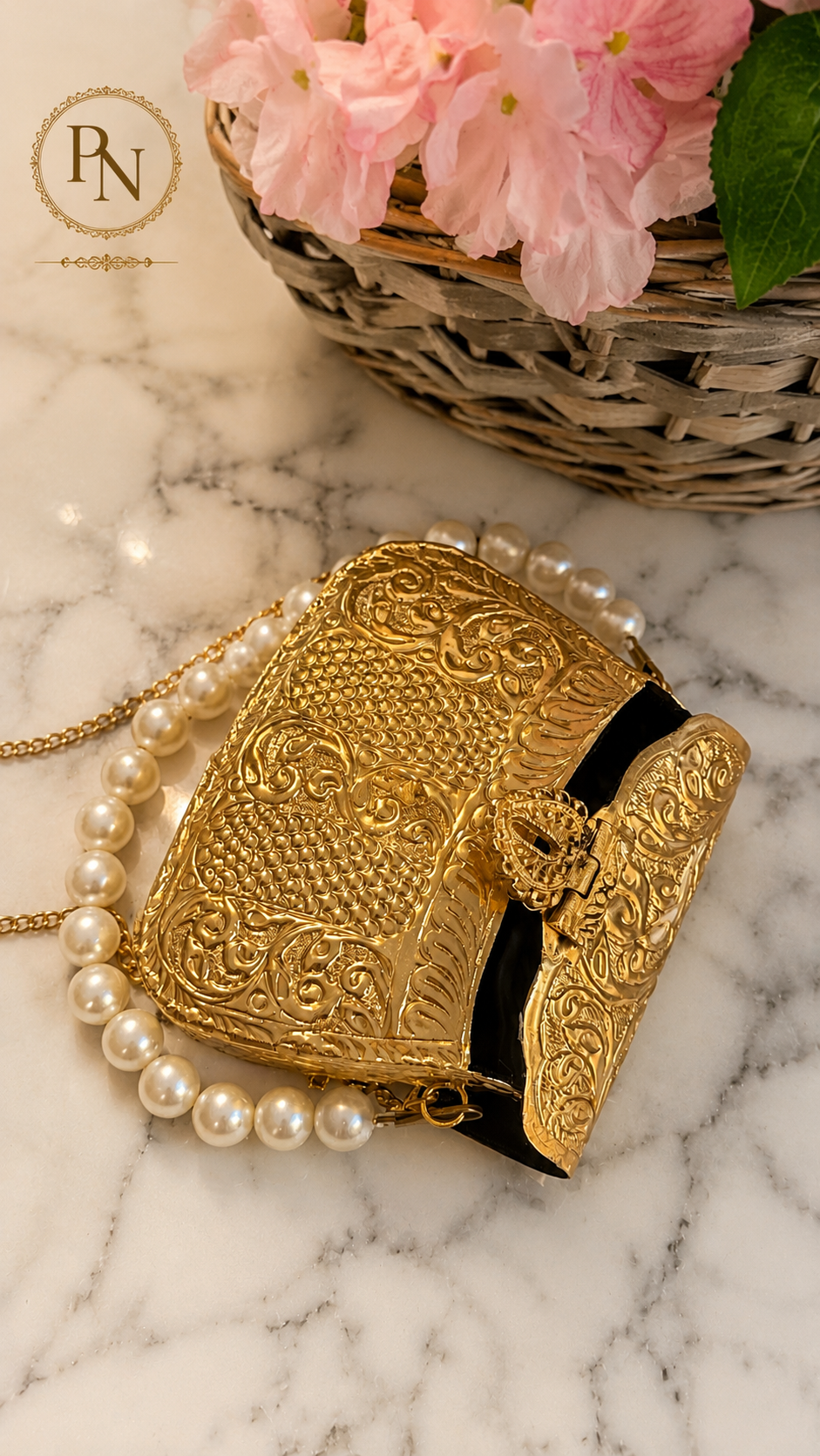 Yasmin Luxury Gold Brass Mini Clutch