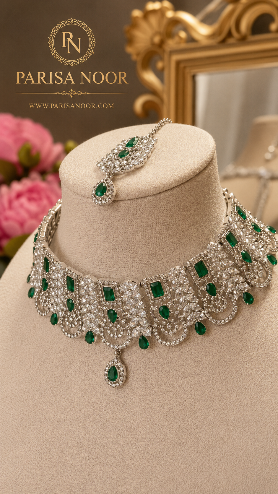 Aurelia Emerald AD Choker Necklace Set