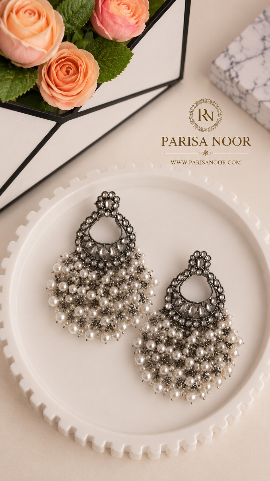 Celeste Pearl Chandbali Earrings – Clearance Sale