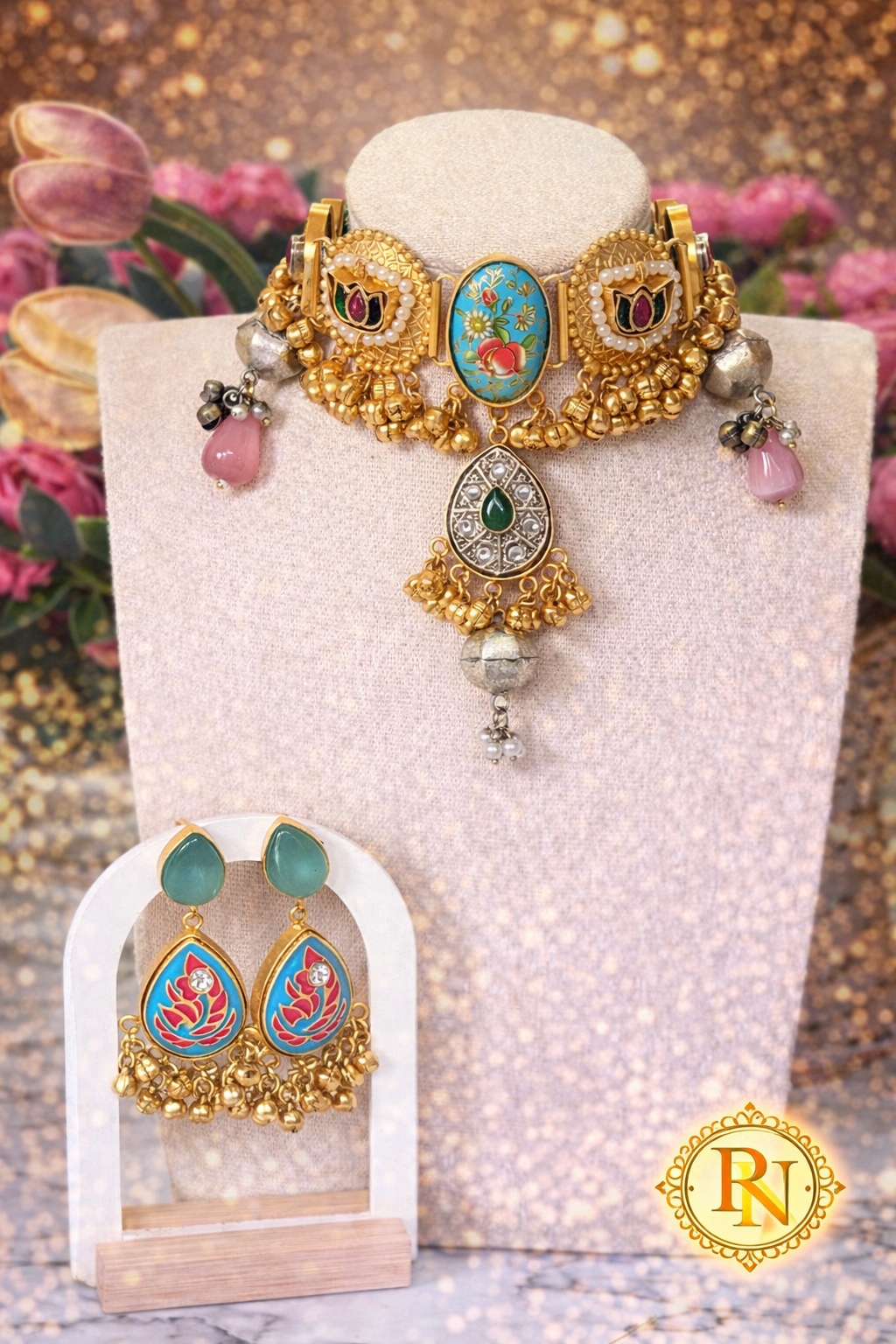 Roza Kashmiri Gungru Necklace Set