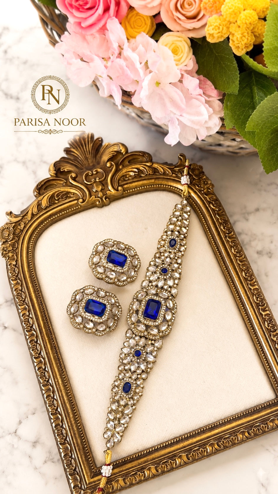 Nivedi Choker Necklace Set - Royal Blue