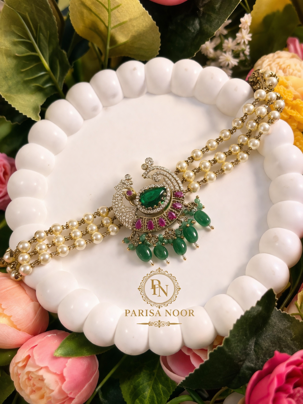 Noor Zariya Pearl Statement Choker Necklace Set