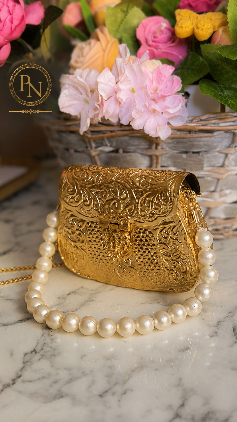 Yasmin Luxury Gold Brass Mini Clutch