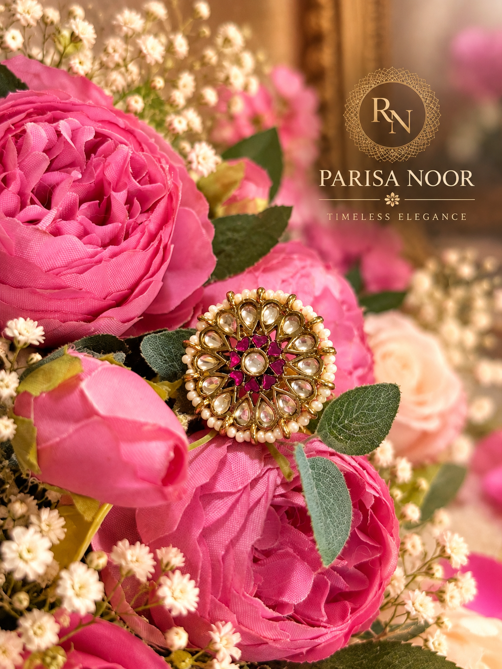Mahira Purple Kundan Statement Ring