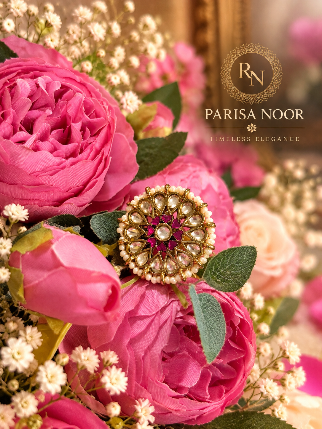 Mahira Purple Kundan Statement Ring
