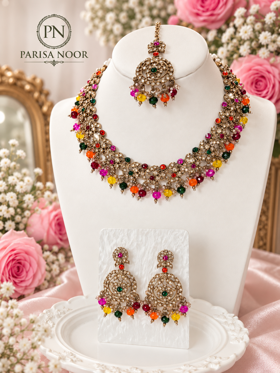 Rangmahal Multicolour Royal Kundan Necklace Set