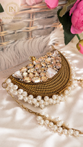 Luna Luxe Half Moon Pearl Crystal Mini Clutch