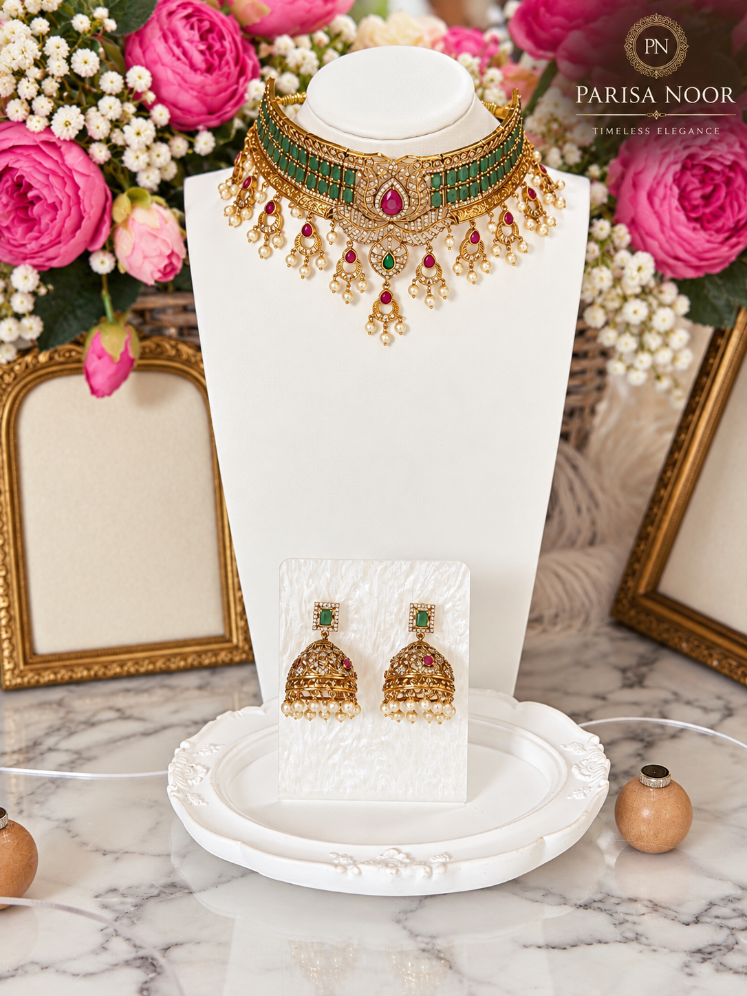 Ariella Luxury Heritage AD Choker Set Green