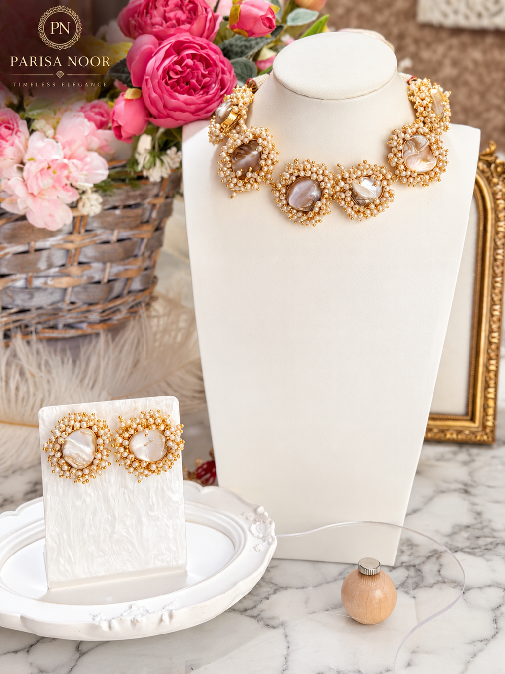 Nayeli Pearl Blossom Designer Necklace Set