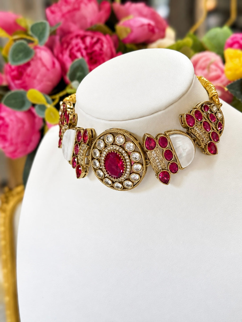 Rosalie Ruby Red Designer Choker Set