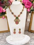 Kashira Multicolour Semi-Long Heritage AD Necklace Set