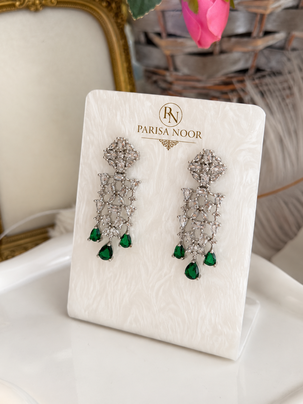 Zahira Emerald Green AD Necklace Set