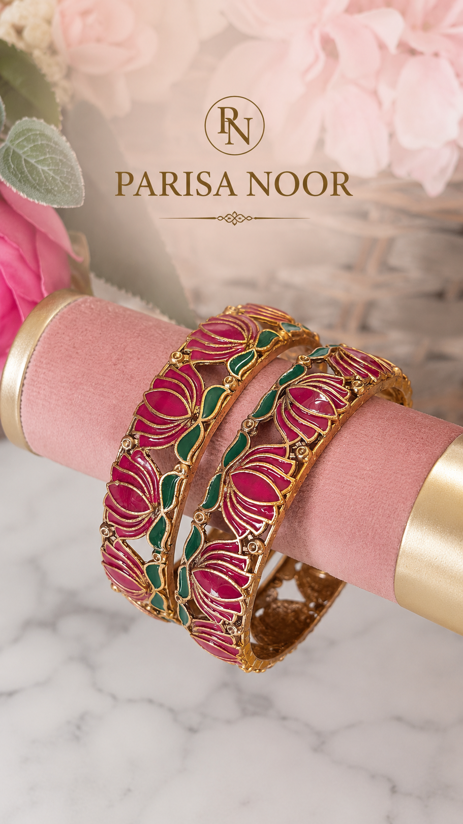 Noor Blossom Lotus Bangle Pair﻿