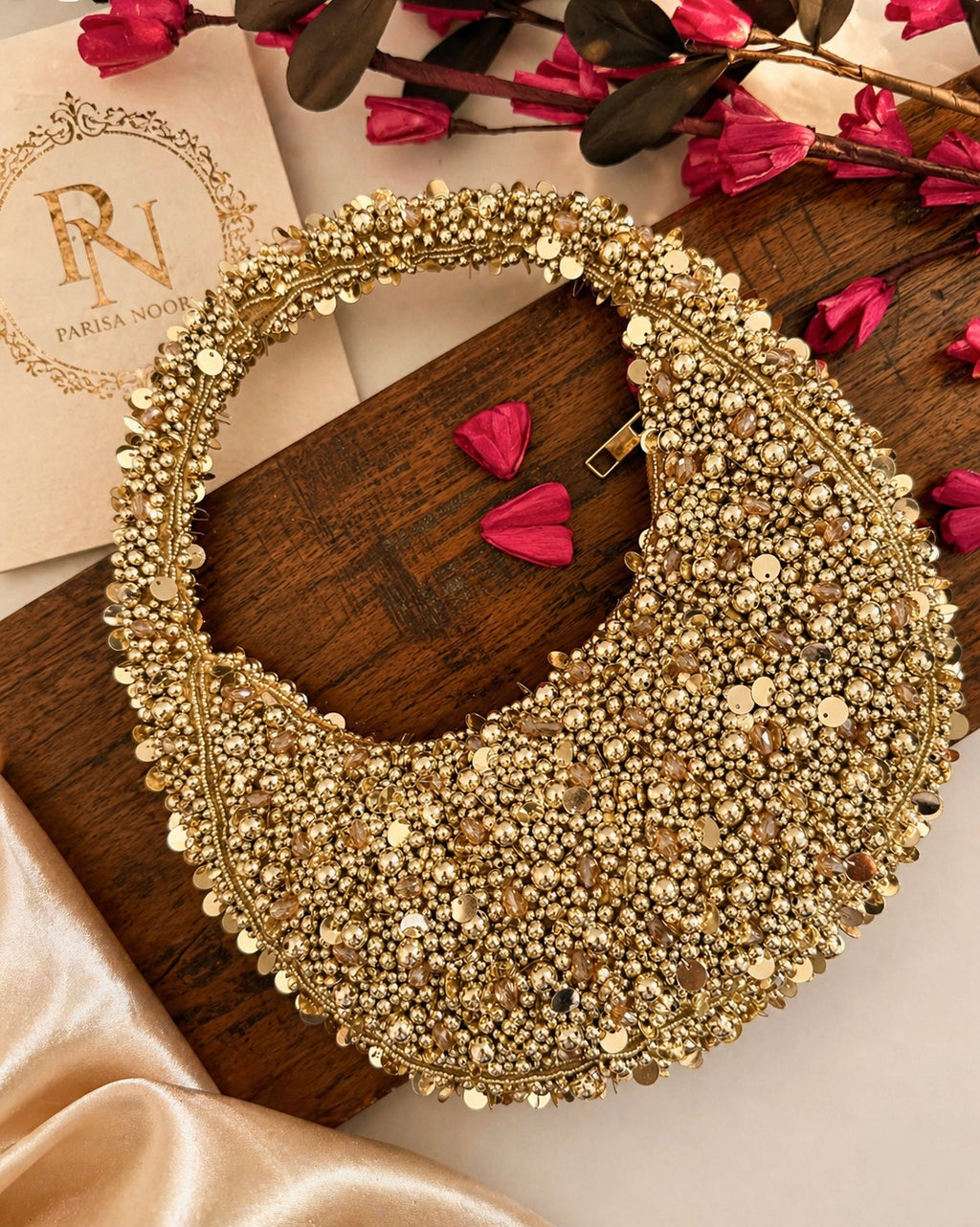 Noor Crescent Luxe Pearl Crystal Bag
