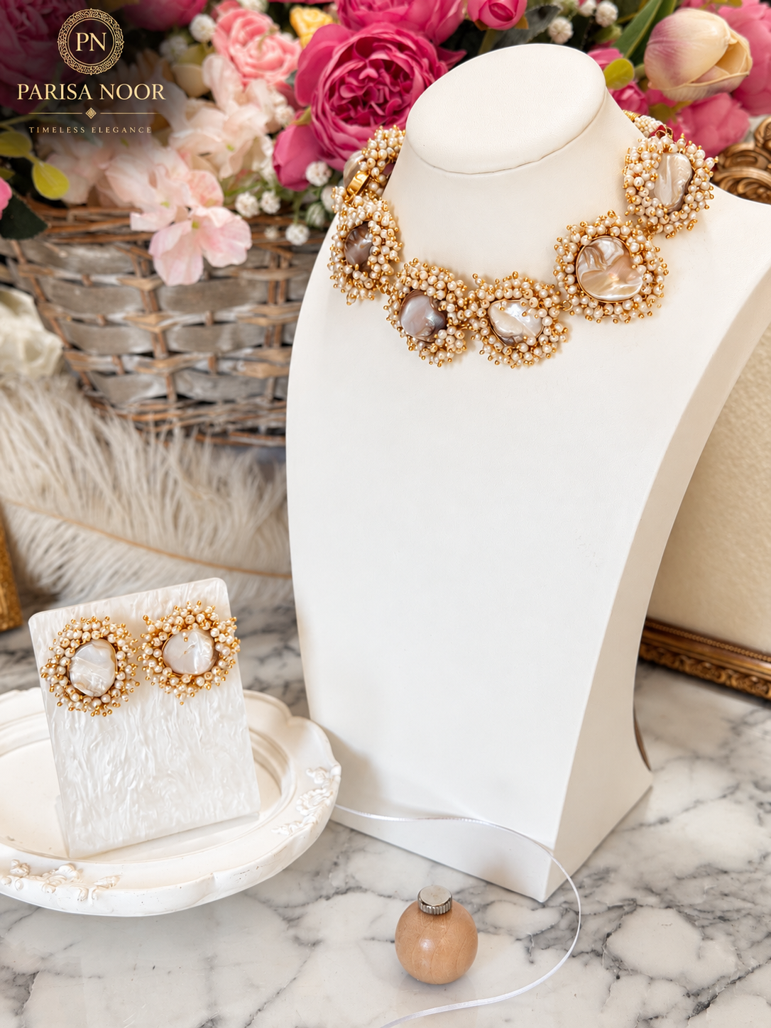 Nayeli Pearl Blossom Designer Necklace Set