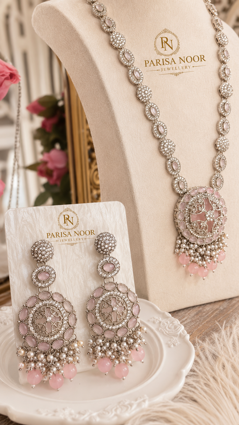 Rimsha Pink Kundan Long Mala Set
