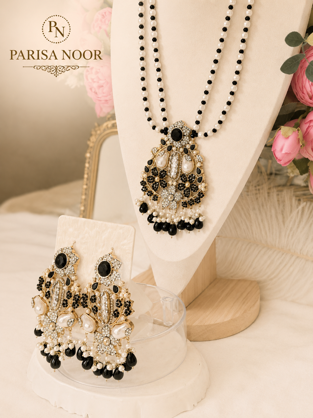 Leyla Black & Gold Turkish Statement Necklace Set
